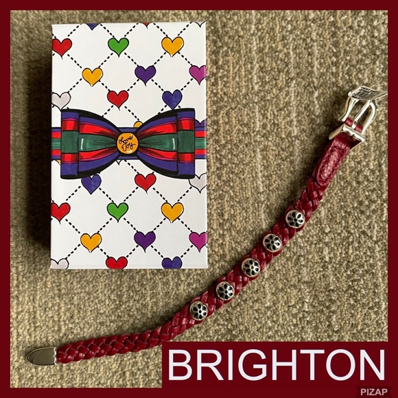 Brighton Jewelry - NWT~BRIGHTON BRACELET BRAIDED LEATHER WITH SILVER BUCKLE SLIDE & STUDS